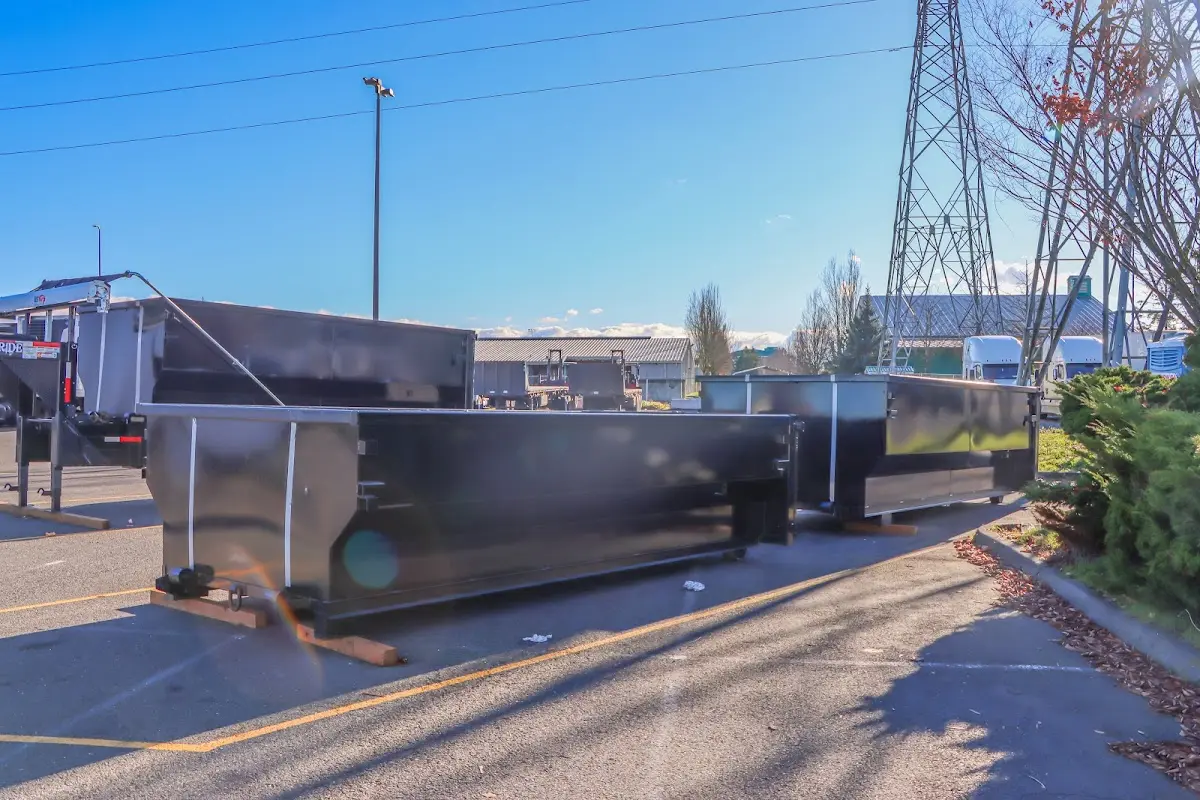 Roll-off dumpster ready for waste disposal at job site for 8 Yard Dumpster Rental in Fairfield